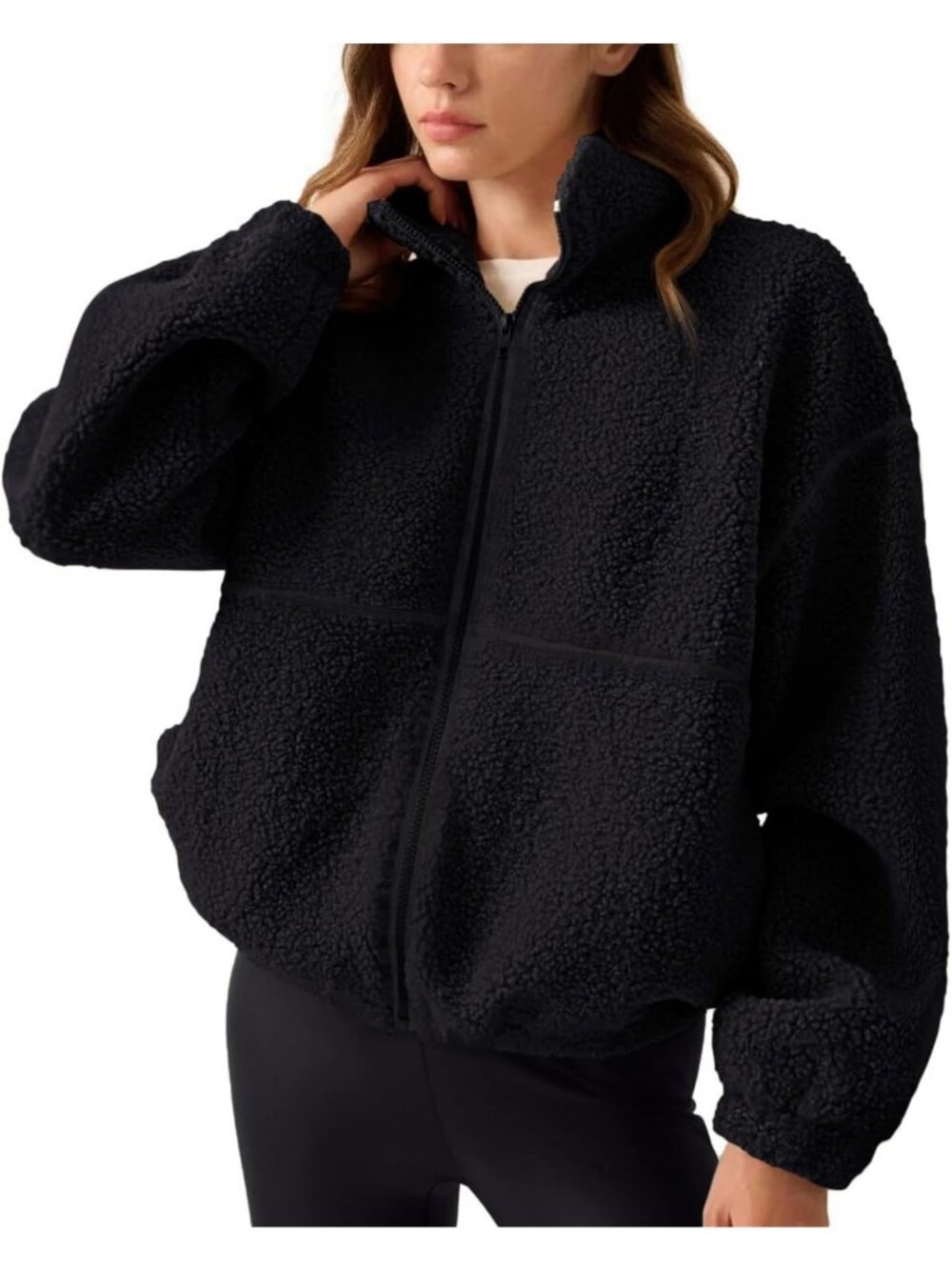 Cozy Women's Sherpa Fleece Zip-Up Jacket | Warm Winter Sweatshirt Outerwear